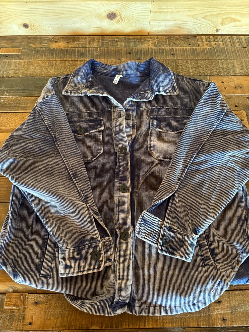Zenana Outfitters Washed Blue Corduroy Button Jacket